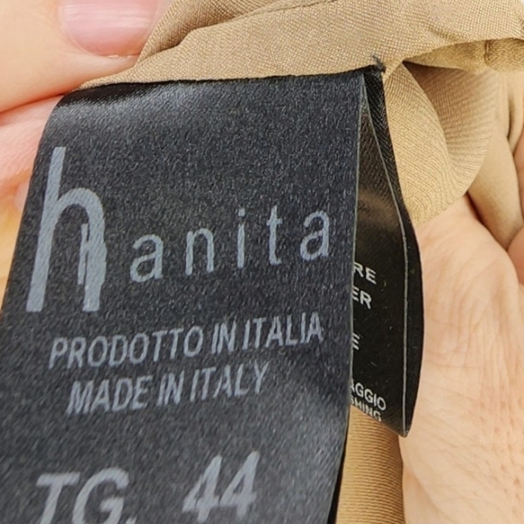 Hanita short dress Italian made bronze colour with black trims size 12 - Picture 11 of 11